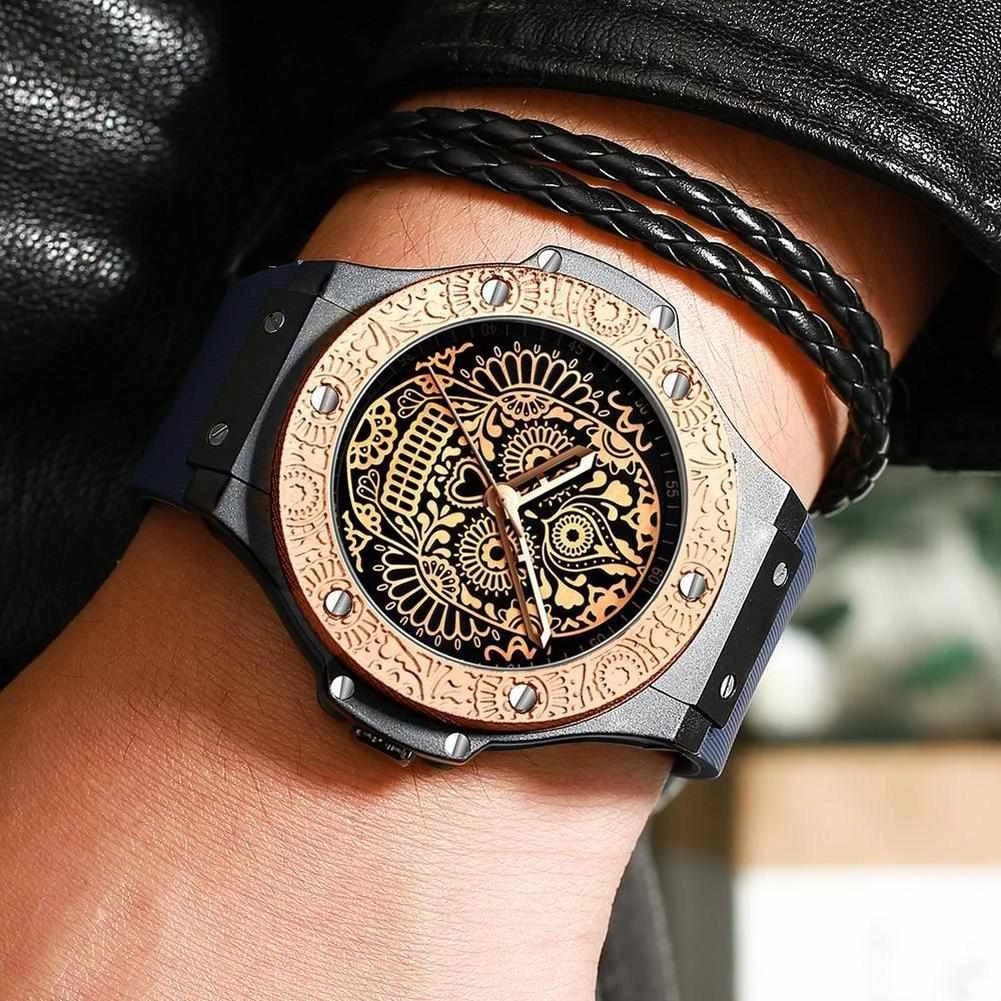 GIMTO Official Store Men's Apparels Sugar Skull Quartz Watch 4 GIMTO Official Store Men's Apparels Sugar Skull Quartz Watch