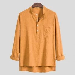 Shop910329038 Store Men's Apparels North Royal Linen Long-Sleeve Oversized Shirt