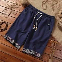Made In Asia Store Sky Madrid Tahiti Linen Shorts Men's Apparels