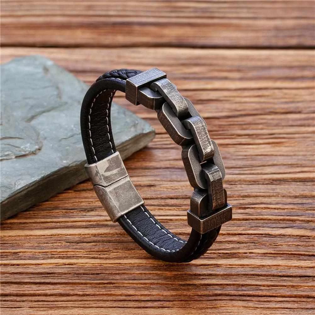 TANGYIN Official Store North Royal Leather Stainless Steel Charm Bracelet 8 TANGYIN Official Store North Royal Leather Stainless Steel Charm Bracelet