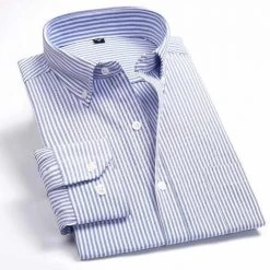 QISHA MEN SHIRT Store Sky Madrid Striped Pocket Shirt