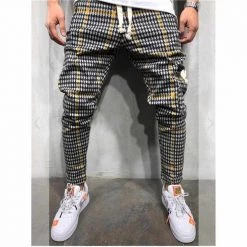 Bo LUN Store Men's Apparels Street Style Plaid Joggers