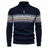 AIOPESON Official Store Men's Apparels North Royal Wool Half Zip Pullover