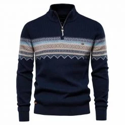 AIOPESON Official Store Men's Apparels North Royal Wool Half Zip Pullover
