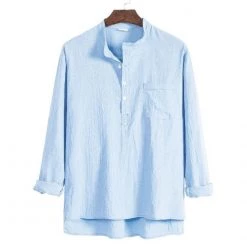 Shop910329038 Store Men's Apparels North Royal Linen Long-Sleeve Oversized Shirt