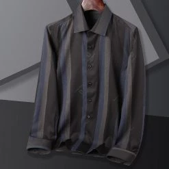 Fashional Solutions Store Men's Apparels Sky Madrid Striped Long-Sleeve Shirt