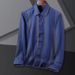 Fashional Solutions Store Men's Apparels Sky Madrid Striped Long-Sleeve Shirt