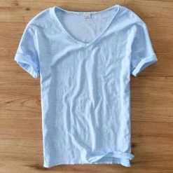 Cotton Linen Store Men's Apparels Sky Madrid V-Neck T-Shirt