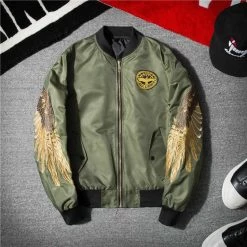 CeCe823 Store Golden Angel Wings Flight Jacket