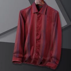 Fashional Solutions Store Men's Apparels Sky Madrid Striped Long-Sleeve Shirt