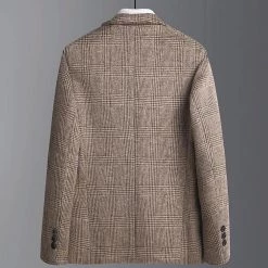 Moringcute Store Sky Madrid Single-Breasted Plaid Blazer Men's Apparels