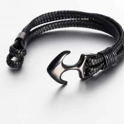 TANGYIN Official Store Men's Apparels Anchor Vegan Leather Bracelet