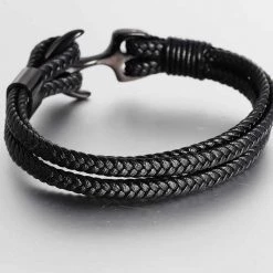TANGYIN Official Store Men's Apparels North Royal Braided Leather Anchor Bracelet