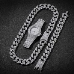 THE HIPHOPKING Men's Apparels Watch, Bracelet And Chain Set