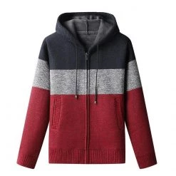 Enwig Menswear Store Sky Madrid Hooded Striped Wool Cardigan Men's Apparels
