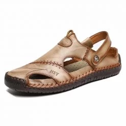 JINGDELONG Official Store Men's Apparels North Royal Leather Sandals