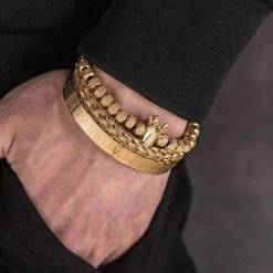 ATTYIRENA Official Store Men's Apparels Stainless Steel Royal Bracelet Set (3 Pcs)