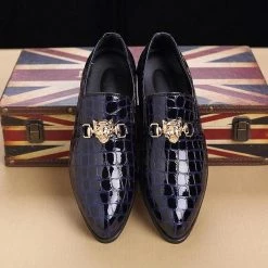 M-anxiu TOPTOP Store Lorenzo Crocodile Dress Loafers Men's Apparels