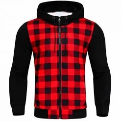 Zz Man Store Men's Apparels Plaid Zipper Hoodie