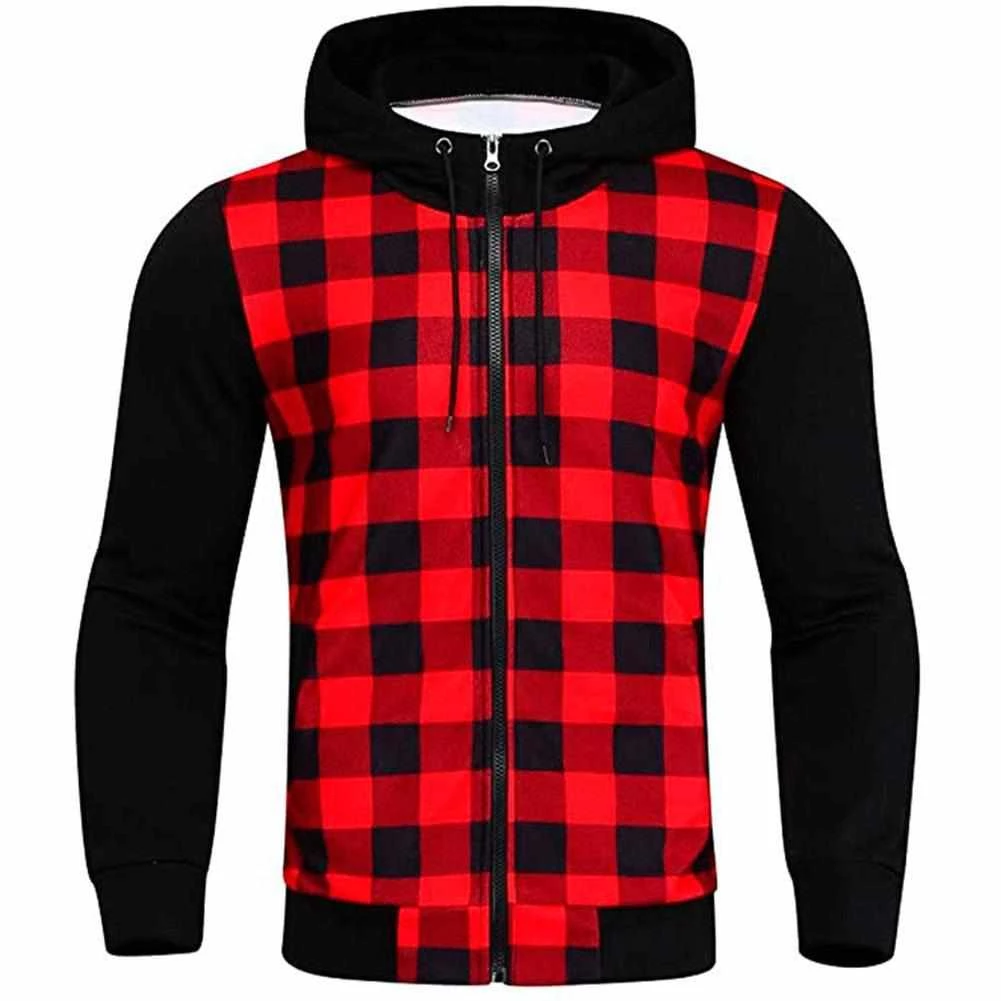 Zz Man Store Men's Apparels Plaid Zipper Hoodie 3 Zz Man Store Men's Apparels Plaid Zipper Hoodie