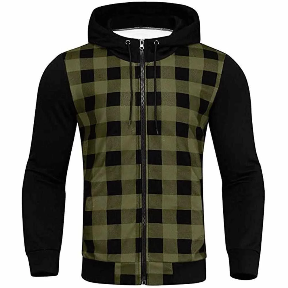 Zz Man Store Men's Apparels Plaid Zipper Hoodie 5 Zz Man Store Men's Apparels Plaid Zipper Hoodie
