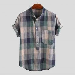 Moringcute Store Men's Apparels Sky Madrid Cordoba Plaid Shirt 7 Moringcute Store Men's Apparels Sky Madrid Cordoba Plaid Shirt
