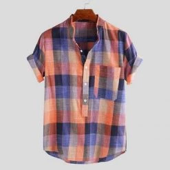 Moringcute Store Men's Apparels Sky Madrid Cordoba Plaid Shirt