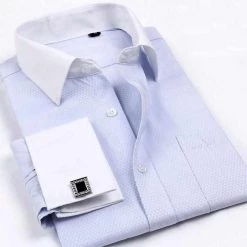 GREVOL Official Store Men's Apparels North Royal Long-Sleeve Cufflink Dress Shirt