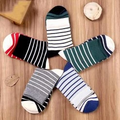 Mr Hai Store Striped Cotton Socks (5 Pairs) Men's Apparels