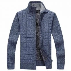 Retro Jacket Store Sky Madrid Turtleneck Wool Cardigan Men's Apparels