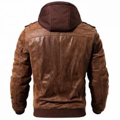 FLAVOR LEATHER JACKETS Men's Apparels Sky Madrid Hooded Leather Jacket