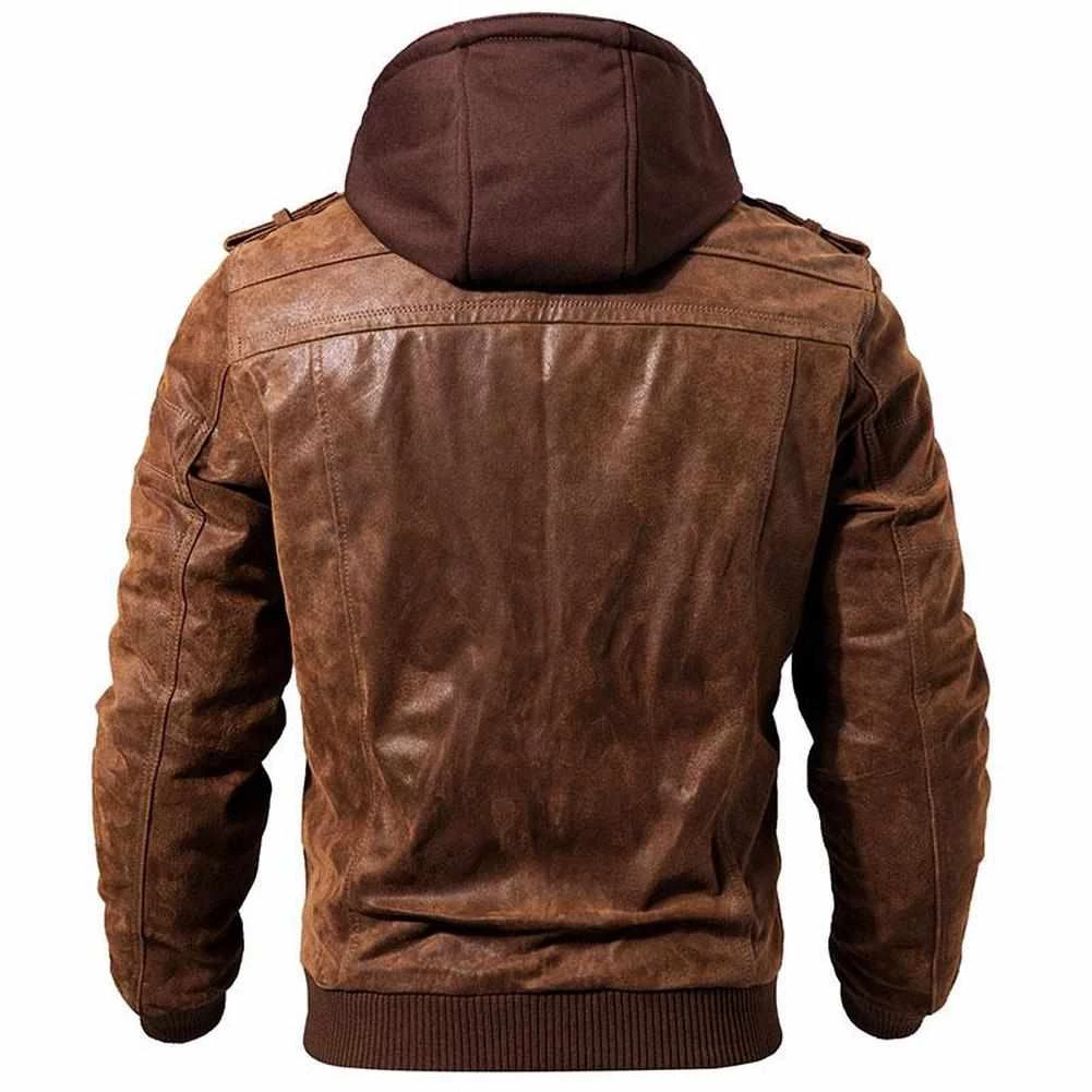 FLAVOR LEATHER JACKETS Men's Apparels Sky Madrid Hooded Leather Jacket 4 FLAVOR LEATHER JACKETS Men's Apparels Sky Madrid Hooded Leather Jacket