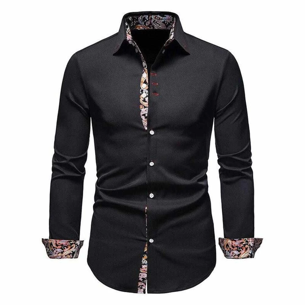 Moremylike Store Sky Madrid Slim Paisley Long-Sleeve Shirt Men's Apparels 6 Moremylike Store Sky Madrid Slim Paisley Long-Sleeve Shirt Men's Apparels