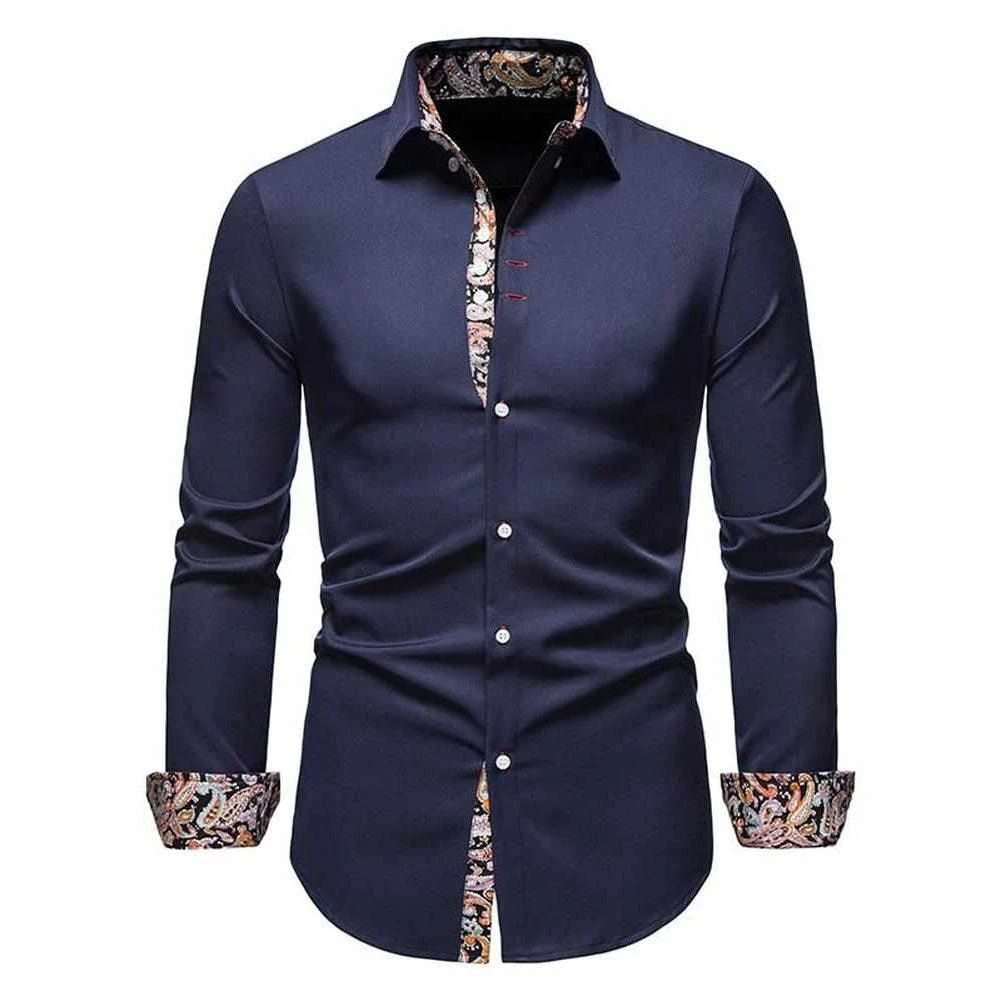 Moremylike Store Sky Madrid Slim Paisley Long-Sleeve Shirt Men's Apparels 5 Moremylike Store Sky Madrid Slim Paisley Long-Sleeve Shirt Men's Apparels