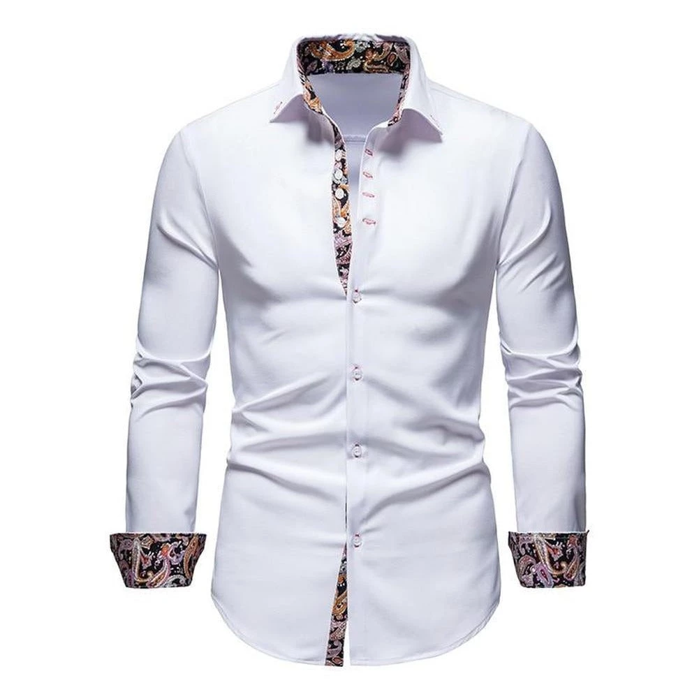 Moremylike Store Sky Madrid Slim Paisley Long-Sleeve Shirt Men's Apparels 3 Moremylike Store Sky Madrid Slim Paisley Long-Sleeve Shirt Men's Apparels