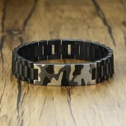 Mprainbow Official Store Stainless Steel Camo Link Bracelet