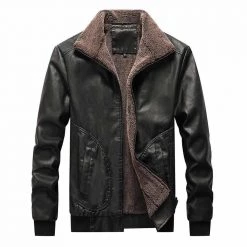 Mountainskin Official Store Men's Apparels Sky Madrid Fleece Collar Leather Jacket 10 Mountainskin Official Store Men's Apparels Sky Madrid Fleece Collar Leather Jacket