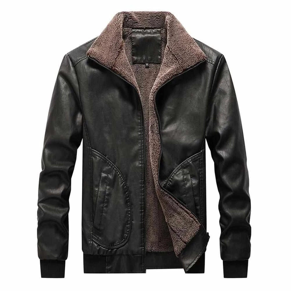 Mountainskin Official Store Men's Apparels Sky Madrid Fleece Collar Leather Jacket 6 Mountainskin Official Store Men's Apparels Sky Madrid Fleece Collar Leather Jacket