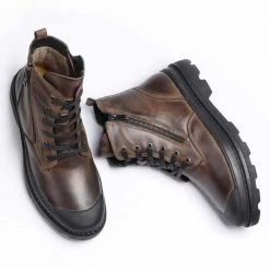Hecrafted Footwear Store Sky Madrid Leather Lace-Up Boots Men's Apparels
