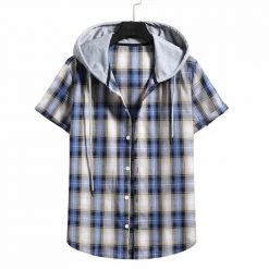 An & Store Saint Morris Plaid Hooded Short Sleeve Shirt