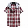 An & Store Saint Morris Plaid Hooded Short Sleeve Shirt 1 An & Store Saint Morris Plaid Hooded Short Sleeve Shirt