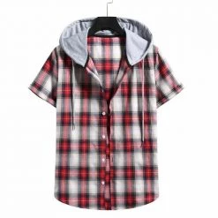 An & Store Saint Morris Plaid Hooded Short Sleeve Shirt