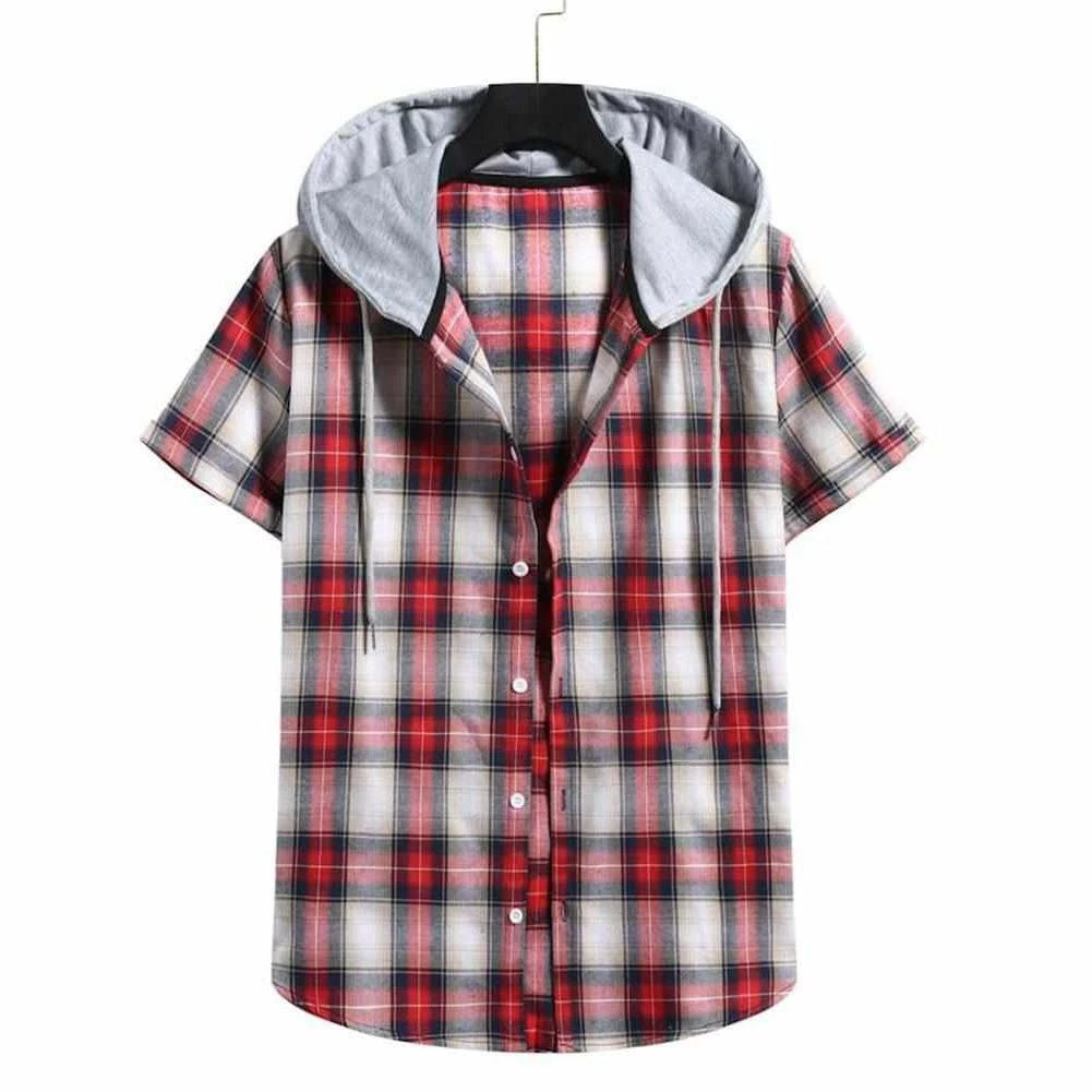 An & Store Saint Morris Plaid Hooded Short Sleeve Shirt 3 An & Store Saint Morris Plaid Hooded Short Sleeve Shirt
