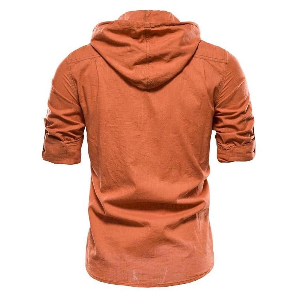 NEGIZBER Trend Store Men's Apparels Sky Madrid Hooded Linen Shirt 7 NEGIZBER Trend Store Men's Apparels Sky Madrid Hooded Linen Shirt