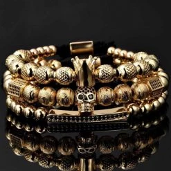 JuneLeaf Official Store Royal Skull Bracelet Set Men's Apparels