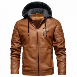 UNCO&BOROR Store North Royal Leather Fleece Hooded Jacket