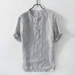MOGELAISI Official Store Saint Morris Gozo Striped Linen Shirt