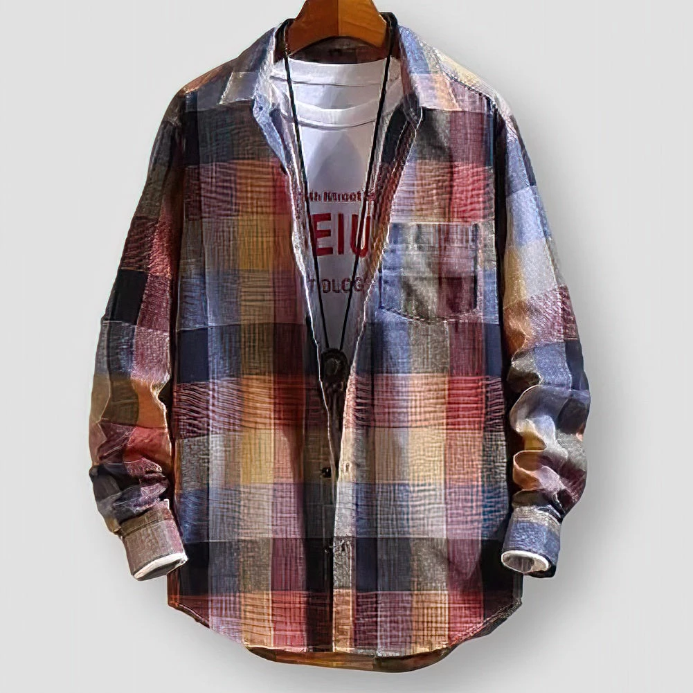 RUIHUO-Three Store North Royal Avant-Garde Plaid Shirt 3 RUIHUO-Three Store North Royal Avant-Garde Plaid Shirt