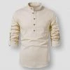 XIPENG Mens Wardrobe Store Sky Madrid Hamilton Linen Shirt