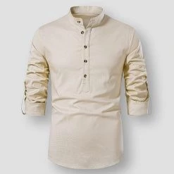 XIPENG Mens Wardrobe Store Sky Madrid Hamilton Linen Shirt